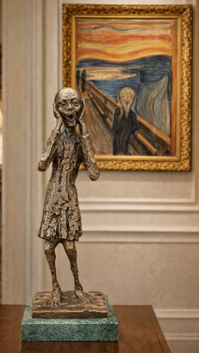 Statua uomo bronzo urlo - bronzo, l'urlo