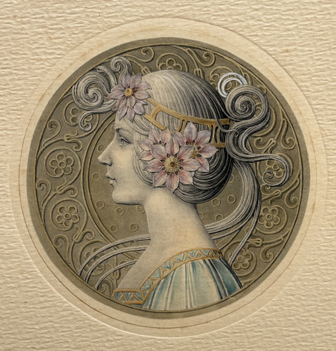 Medaglione donna fiori - medaglione,