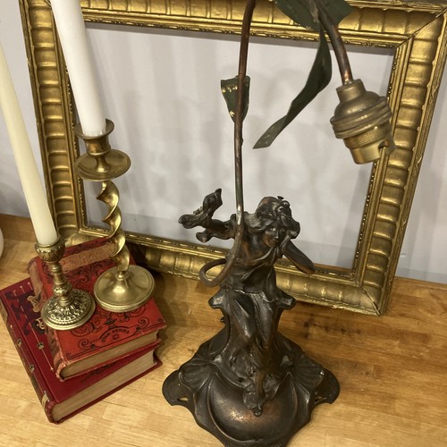 Lampada art nouveau - nouveau, bronzo