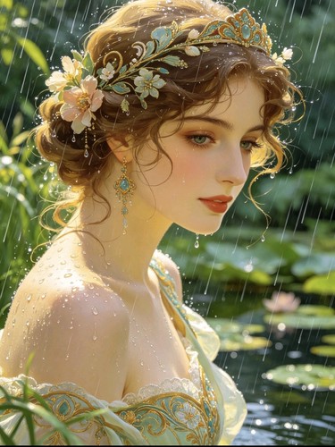 Art nouveau signora del lago - art,